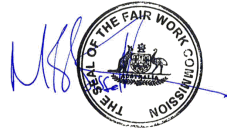 Seal of the Fair Work Commission with member's signtaure.